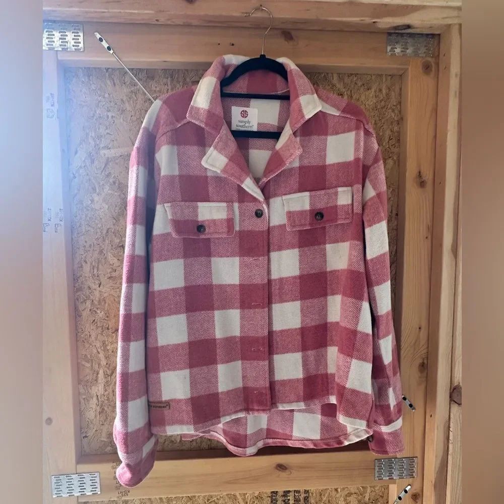 Simply Southern Pink and Cream Plaid Jacket
